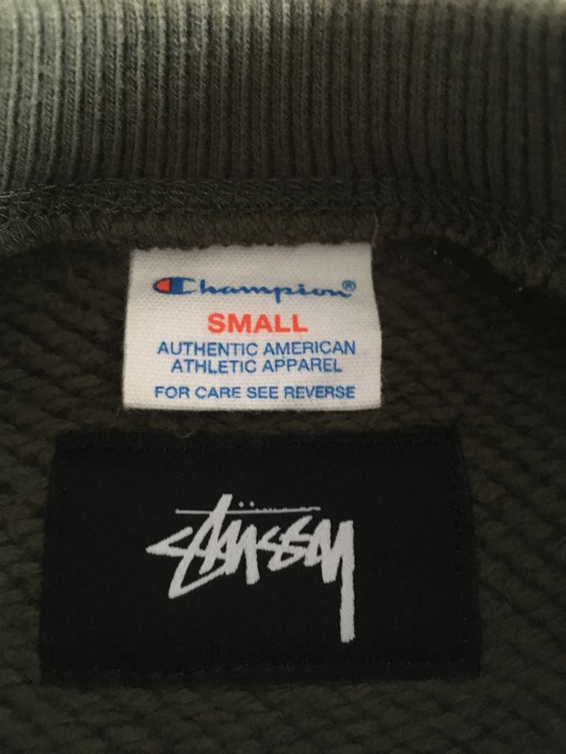 美品　希少　Stussy × Champion　ラグラン　カンガルーポケット S