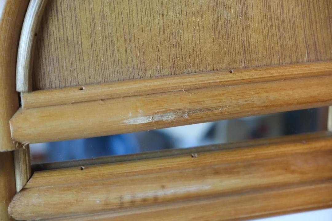 ウォールミラー　鏡　ラタン　レトロ　昭和レトロ