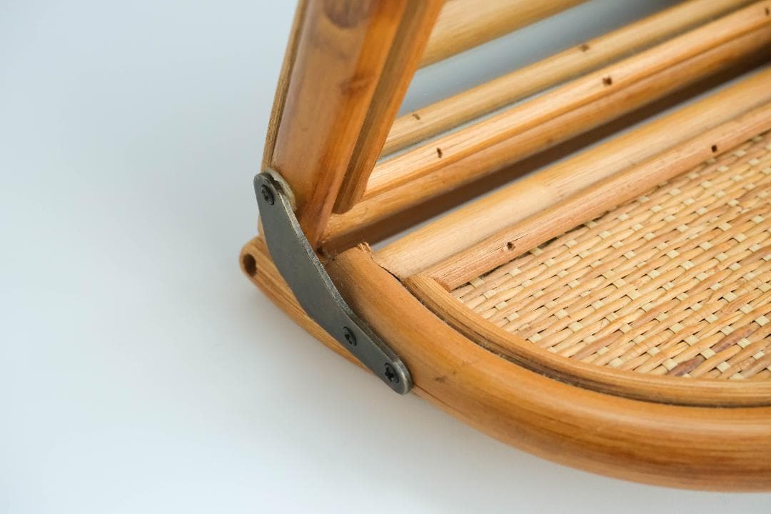 ウォールミラー　鏡　ラタン　レトロ　昭和レトロ