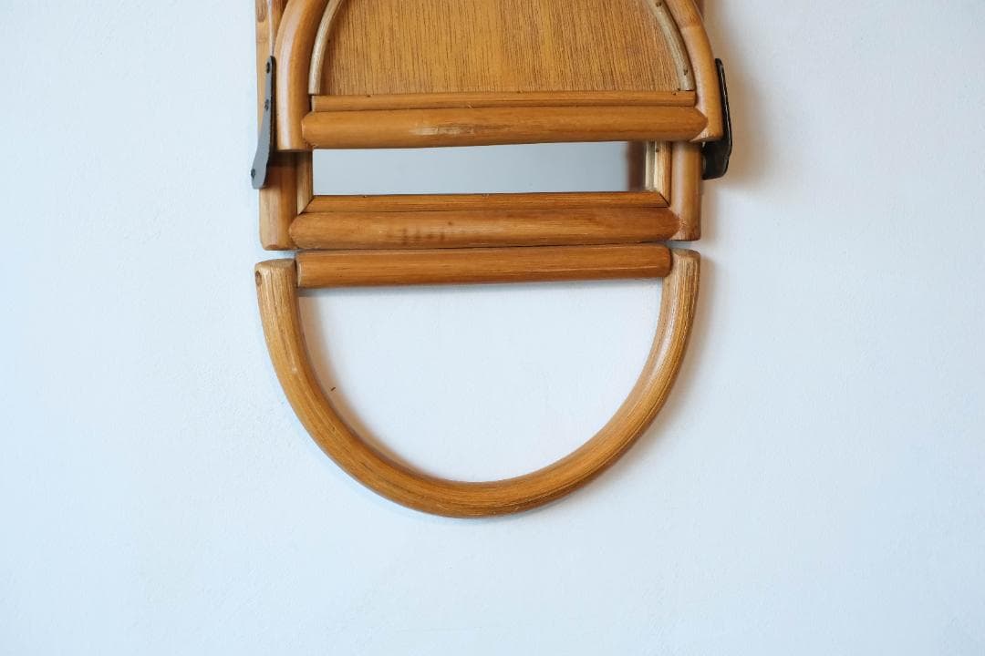 ウォールミラー　鏡　ラタン　レトロ　昭和レトロ