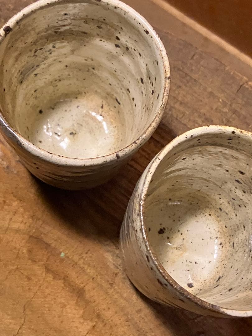 唐津　刷毛目　絵付　湯呑み2個セット