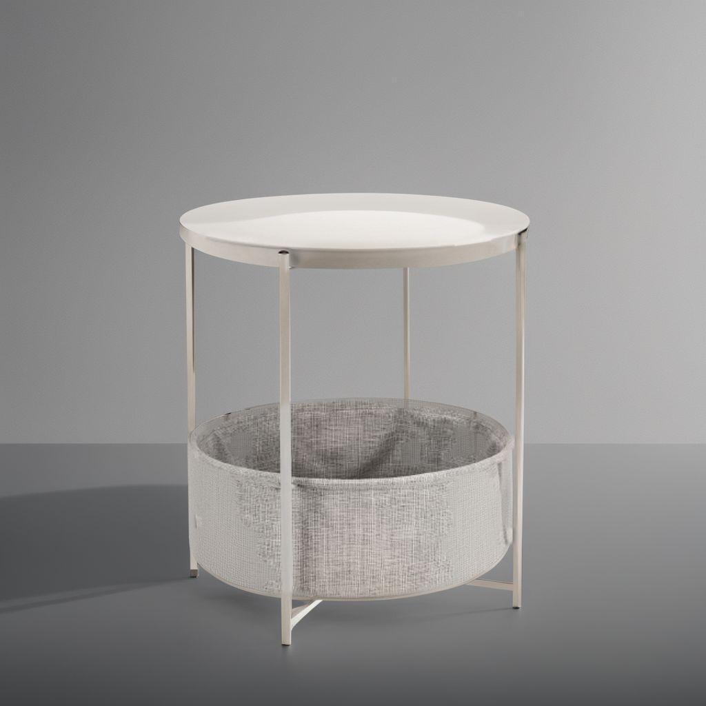 サイドテーブル 収納付き ラウンド収納付き ファブリック