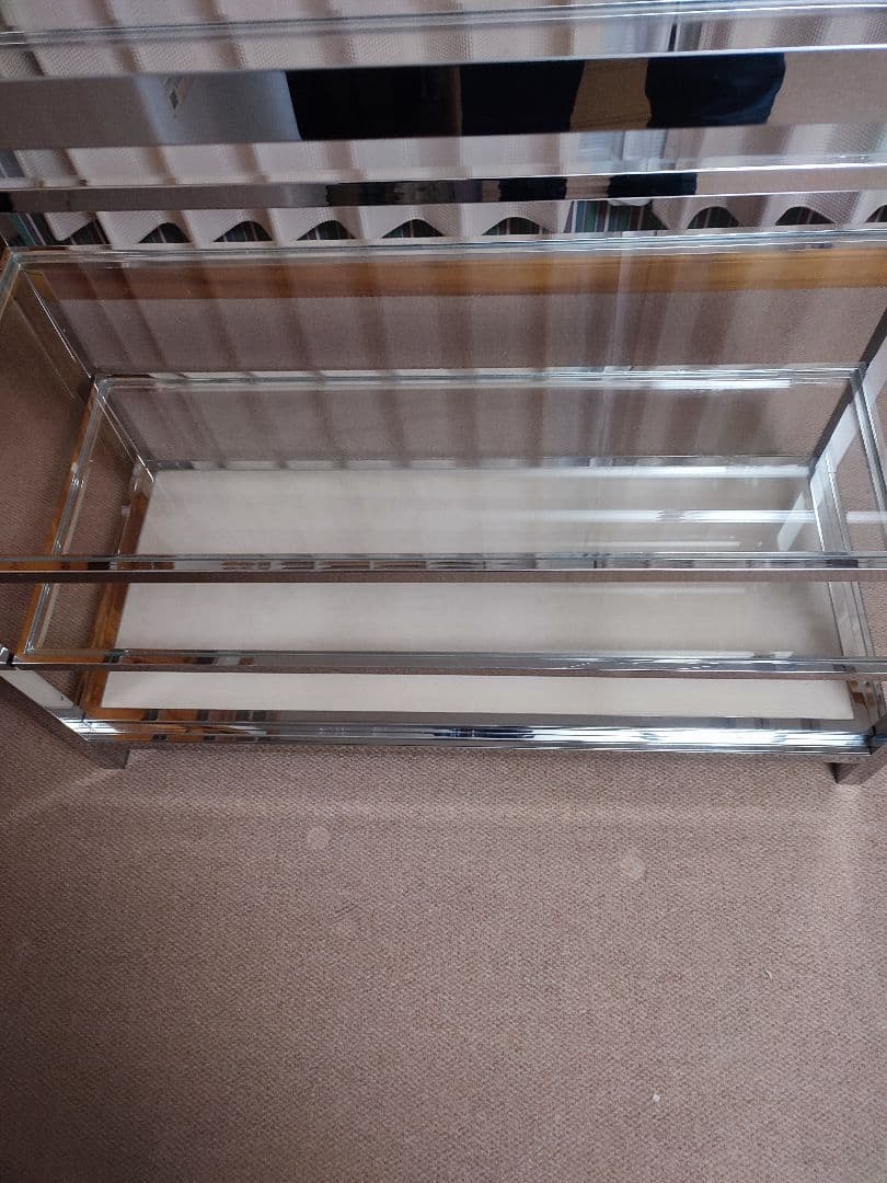 ガラスショーケース　クロームメッキ　高級デパート　什器　ラック　ショーケース　棚