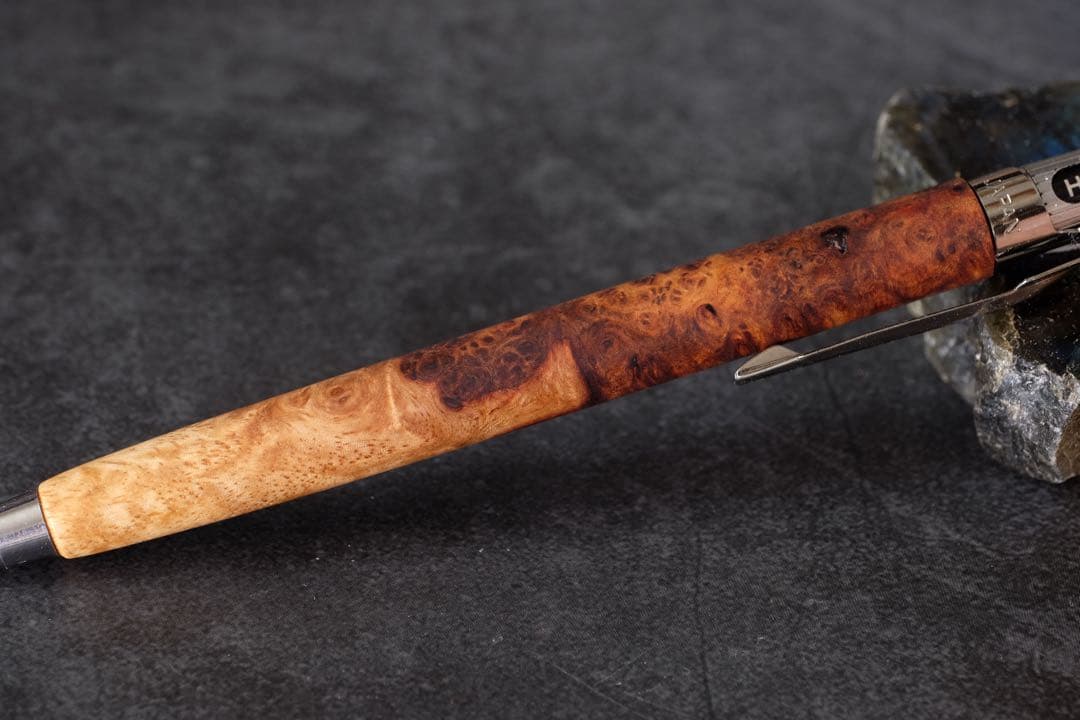 PG5木軸カスタム0225　高村杢工房 製図用シャープペンシル 花梨瘤紅白