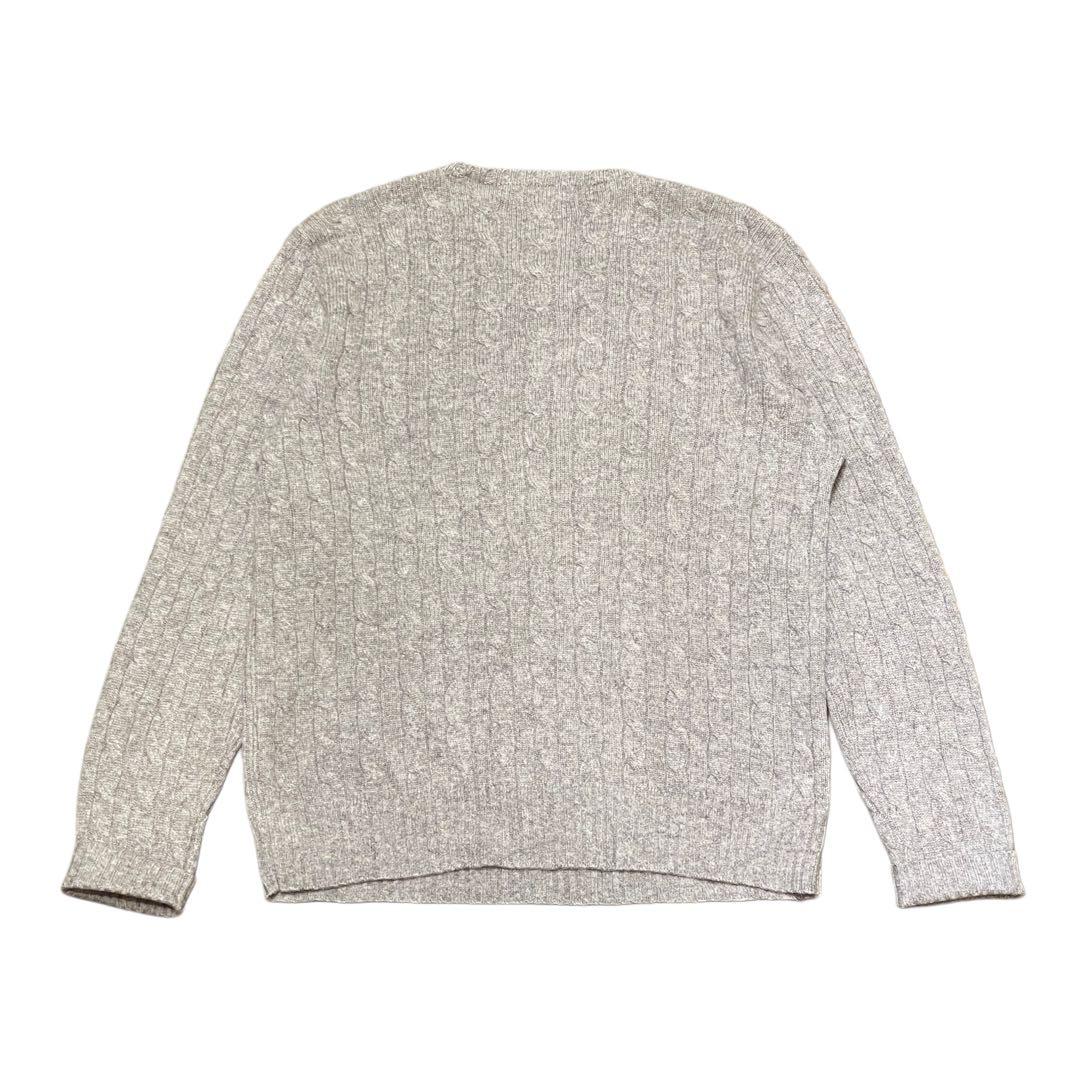 【L】ポロ・ラルフローレン カシミア 100% セーター ケーブルニット グレー