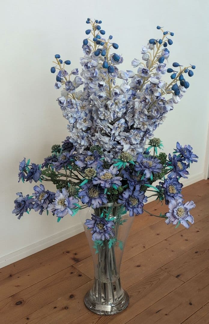 【エミリオ・ロバ】 特大 アーティフィシャルフラワー 花器付き【デルフィニウム】