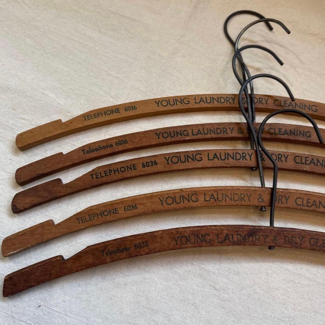 40s VINTAGE HANGER T.H. ハンガー セット 文字入
