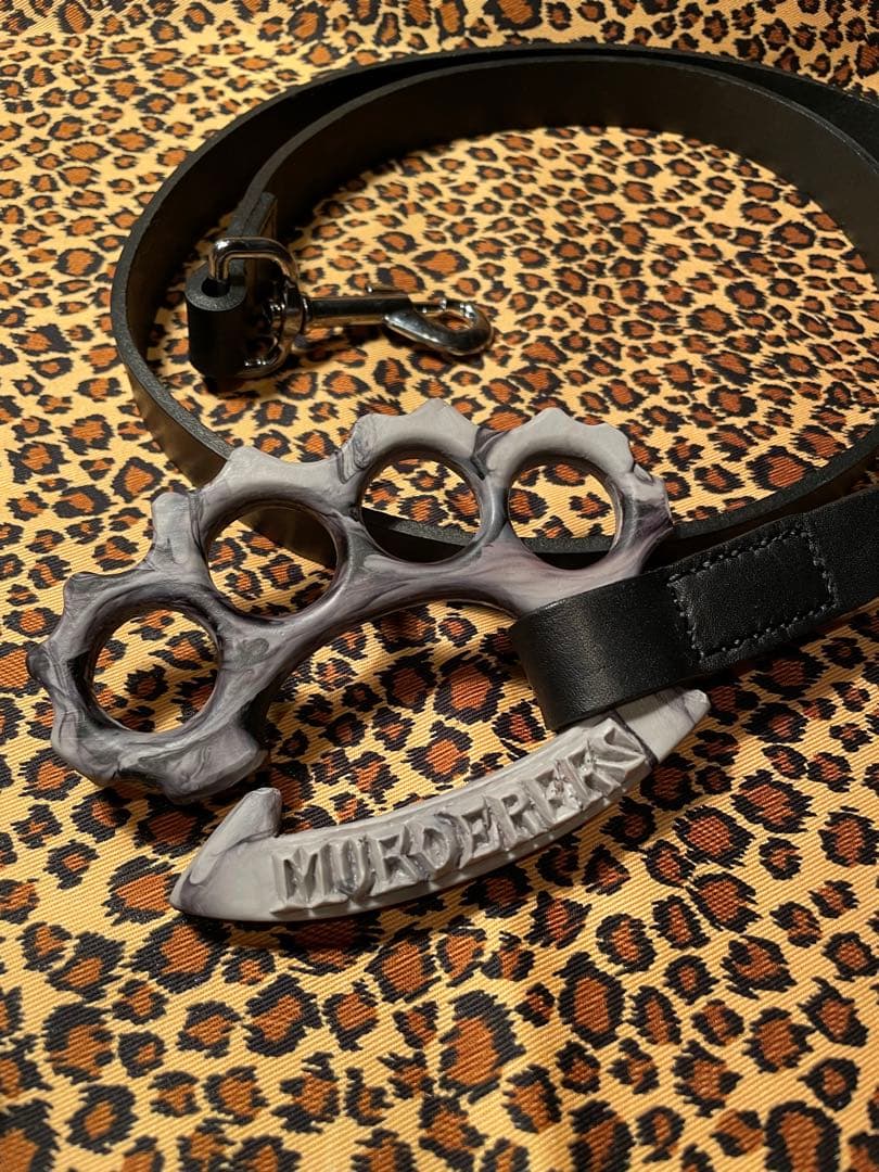 グレー黒　ナックル　ドッグ　リード　本革