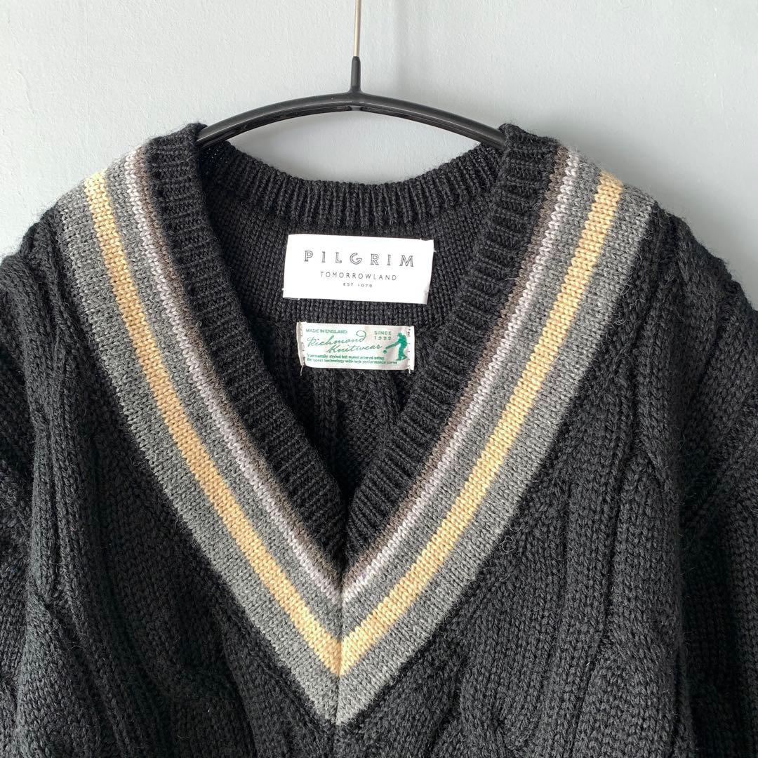 トゥモローランド 24AW イギリス製 クリケットセーター チルデンニット 黒M