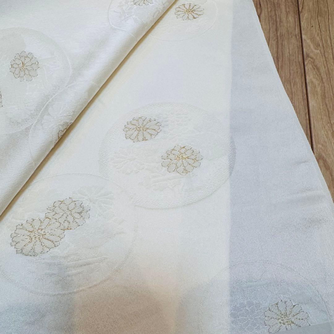 超美品　正絹　振袖用　帯揚げ　帯締め　帯飾り　4点セット　金　白　ちりめん