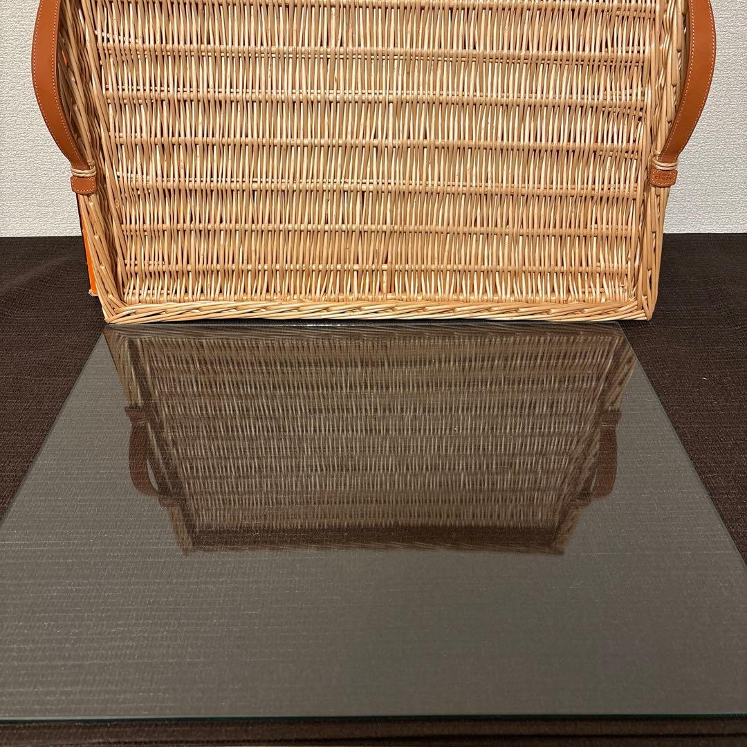 エルメス　レクタンギュラートレー　MM ラタン　ガラス　トレイ
