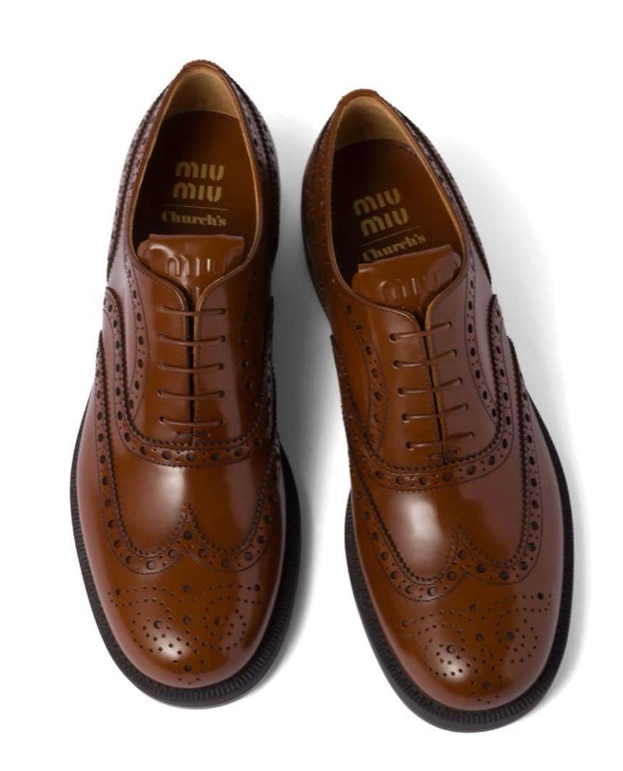【新品未使用】miumiu×Church's ウイングチップ39 26cm相当