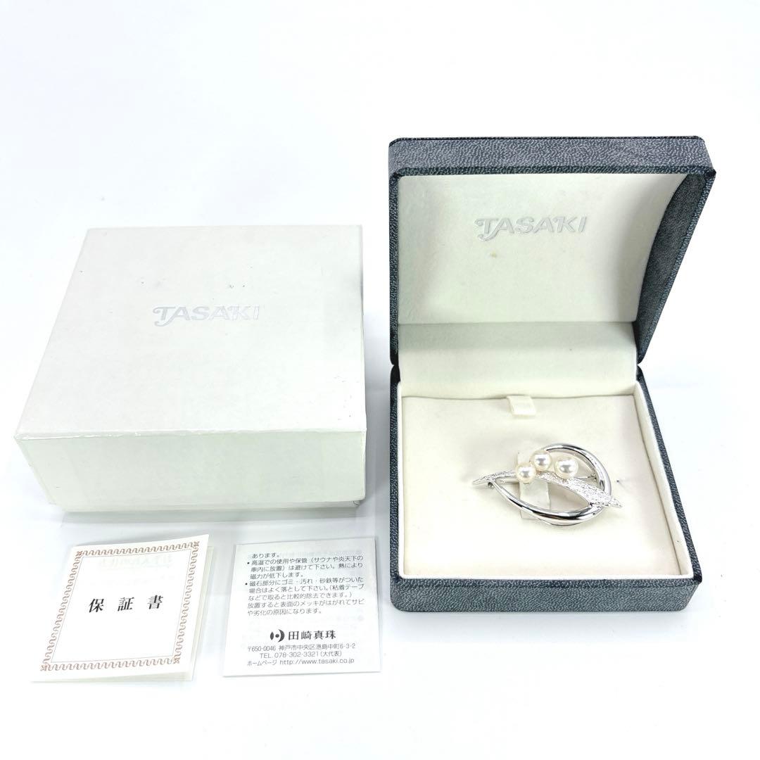 TASAKI タサキ パール ブローチ シルバー 本真珠 3粒 箱付き 保証書付