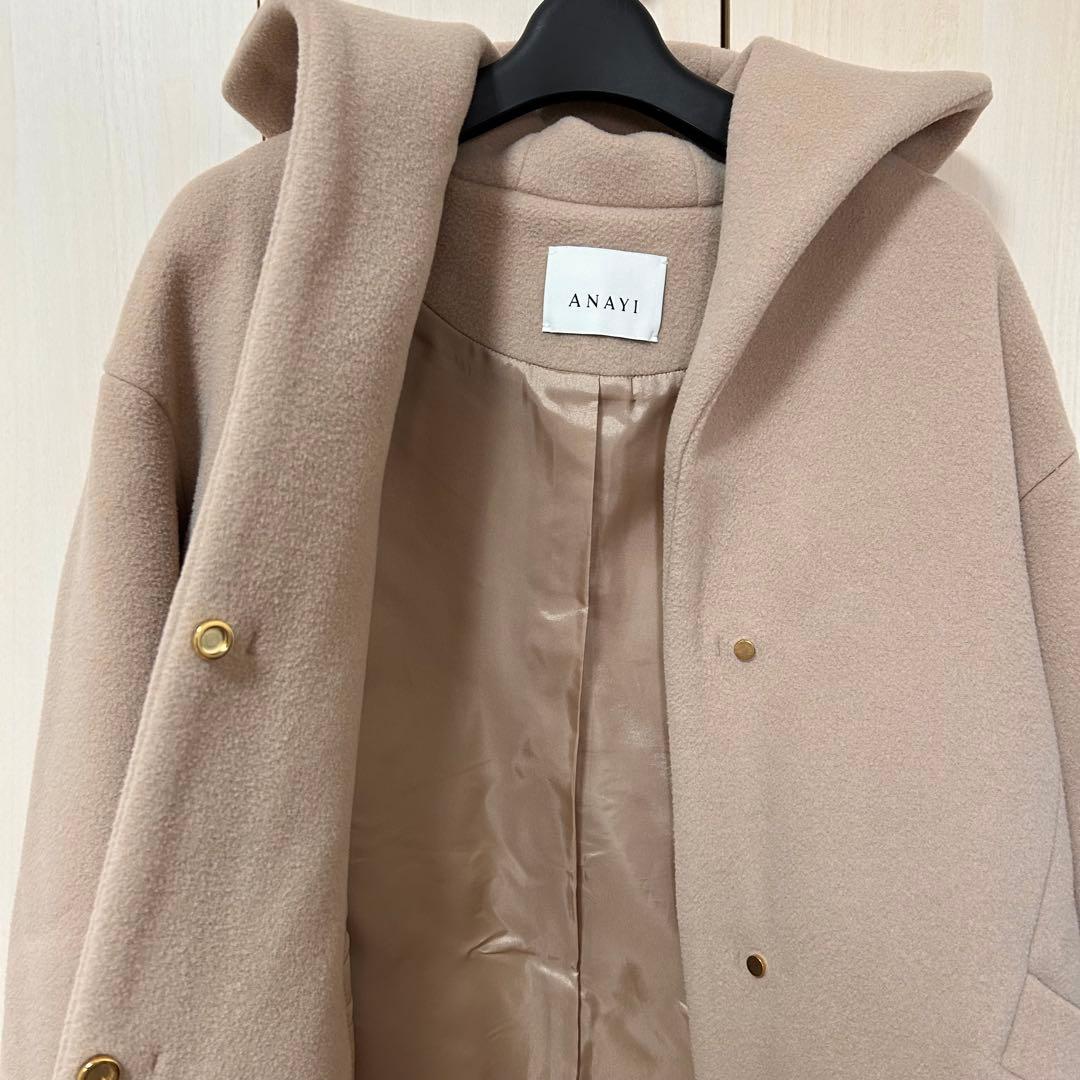 20AW♡ANAYI アナイ ダブルビーバーフードコート 38 キャメル