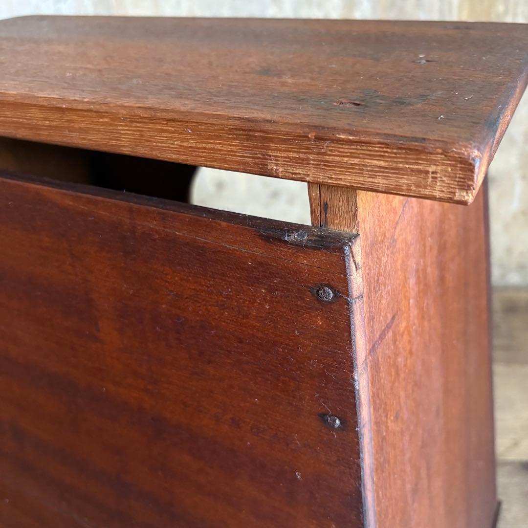 昭和レトロ　ヴィンテージ　木製踏み台　丸穴屑入　古道具　オイルフィニッシュ