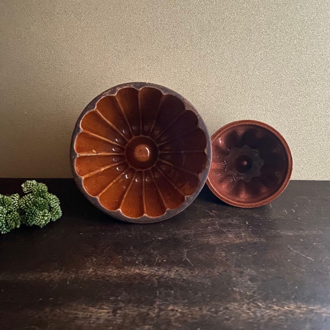 フランスアンティーク　陶器製　クグロフ型　お菓子型　2個セット