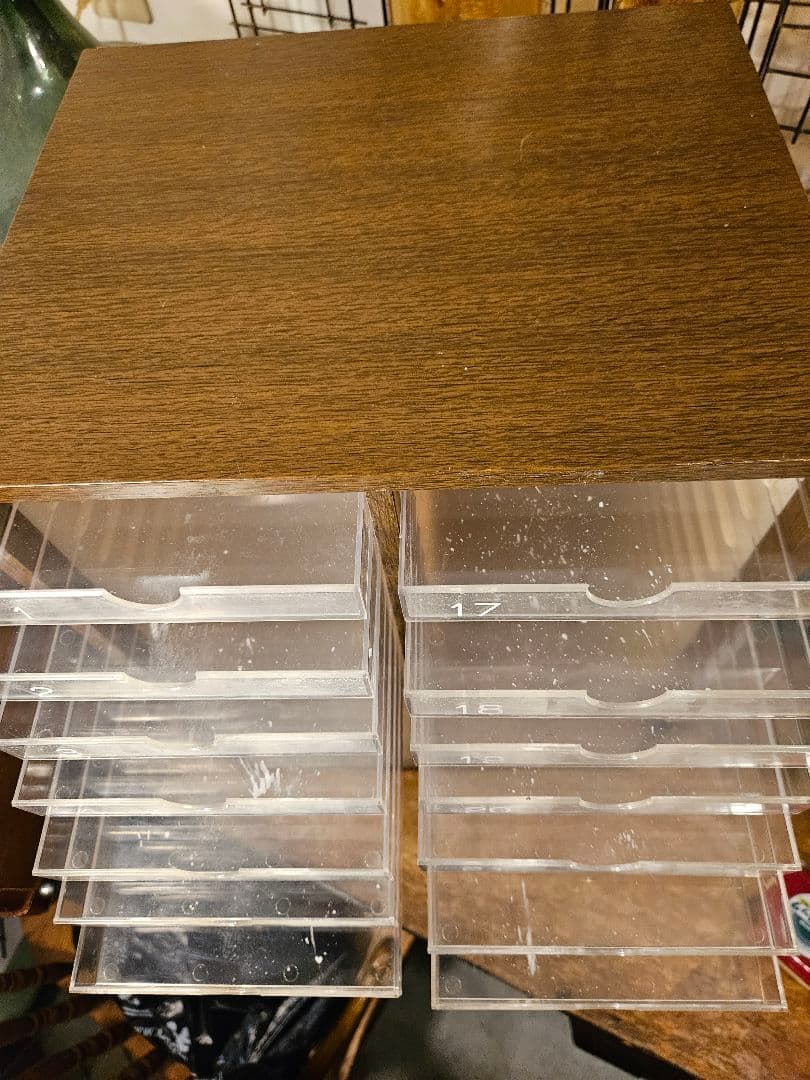 薬箱　引き出し　ラック　レターケース　スチール　木目調　昭和レトロ　アンティーク