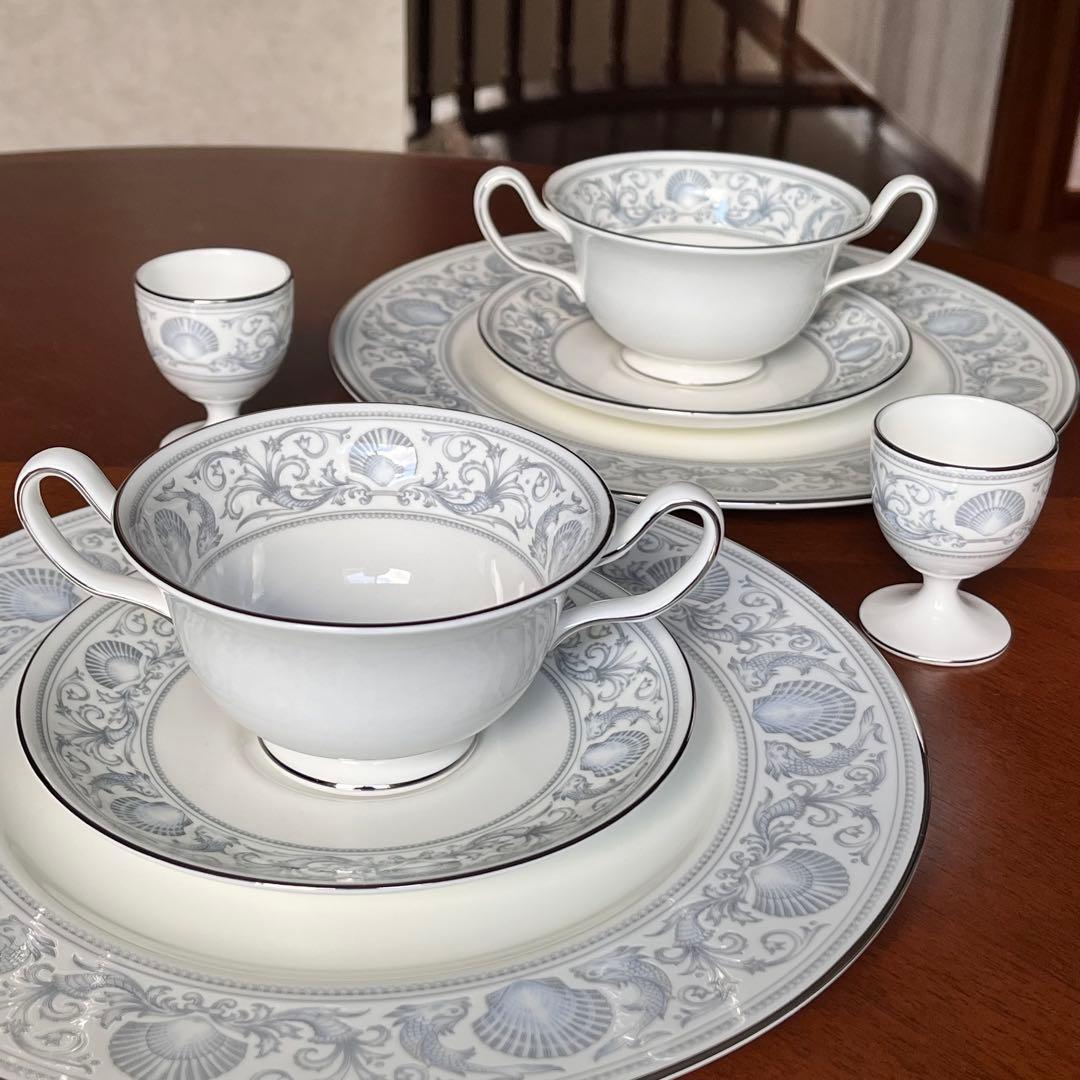 【黒壺美品】ウェッジウッド★ドルフィンホワイト★ペアセット