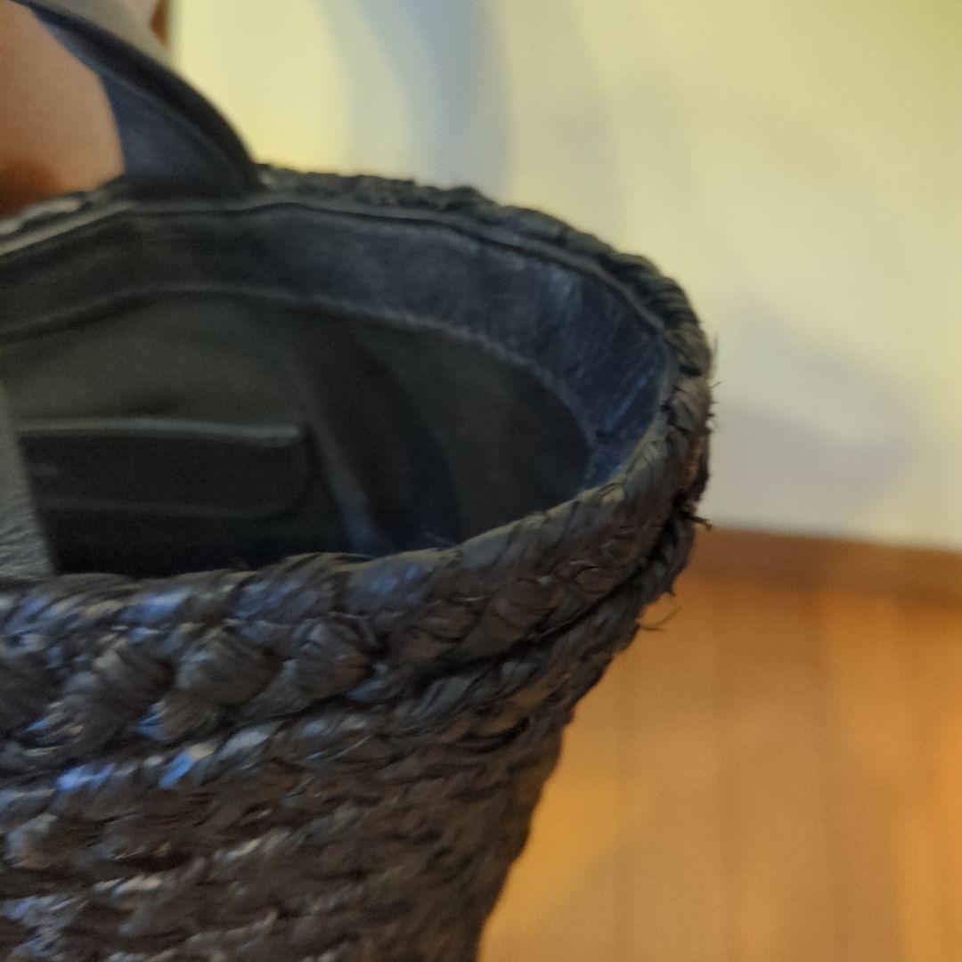 ヘレンカミンスキー　ラフィア　レザー　ハンドバッグ　ブラック　黒