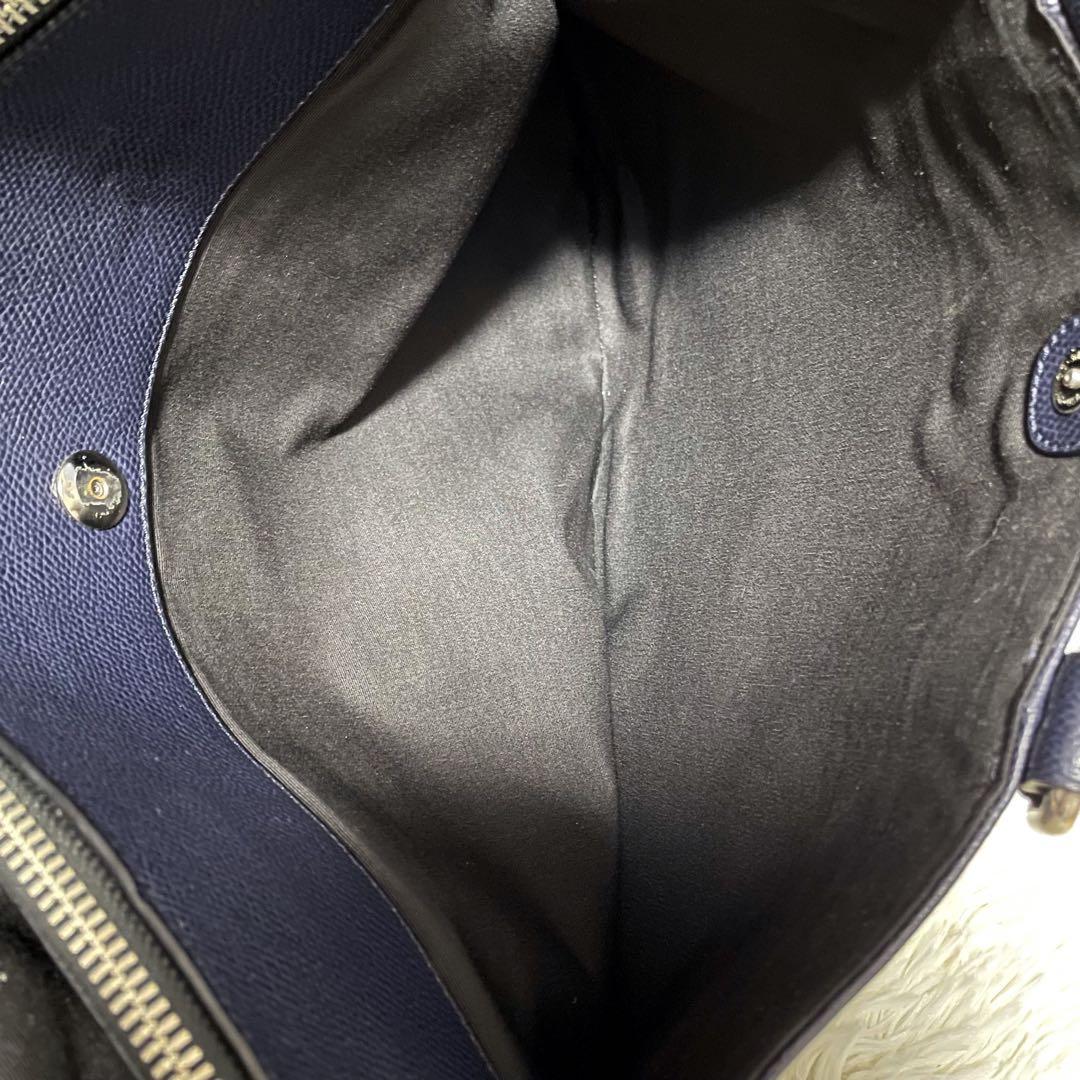 COACHコーチ 2wayレザービジネスバッグネイビー肩掛け可能A4収納可能