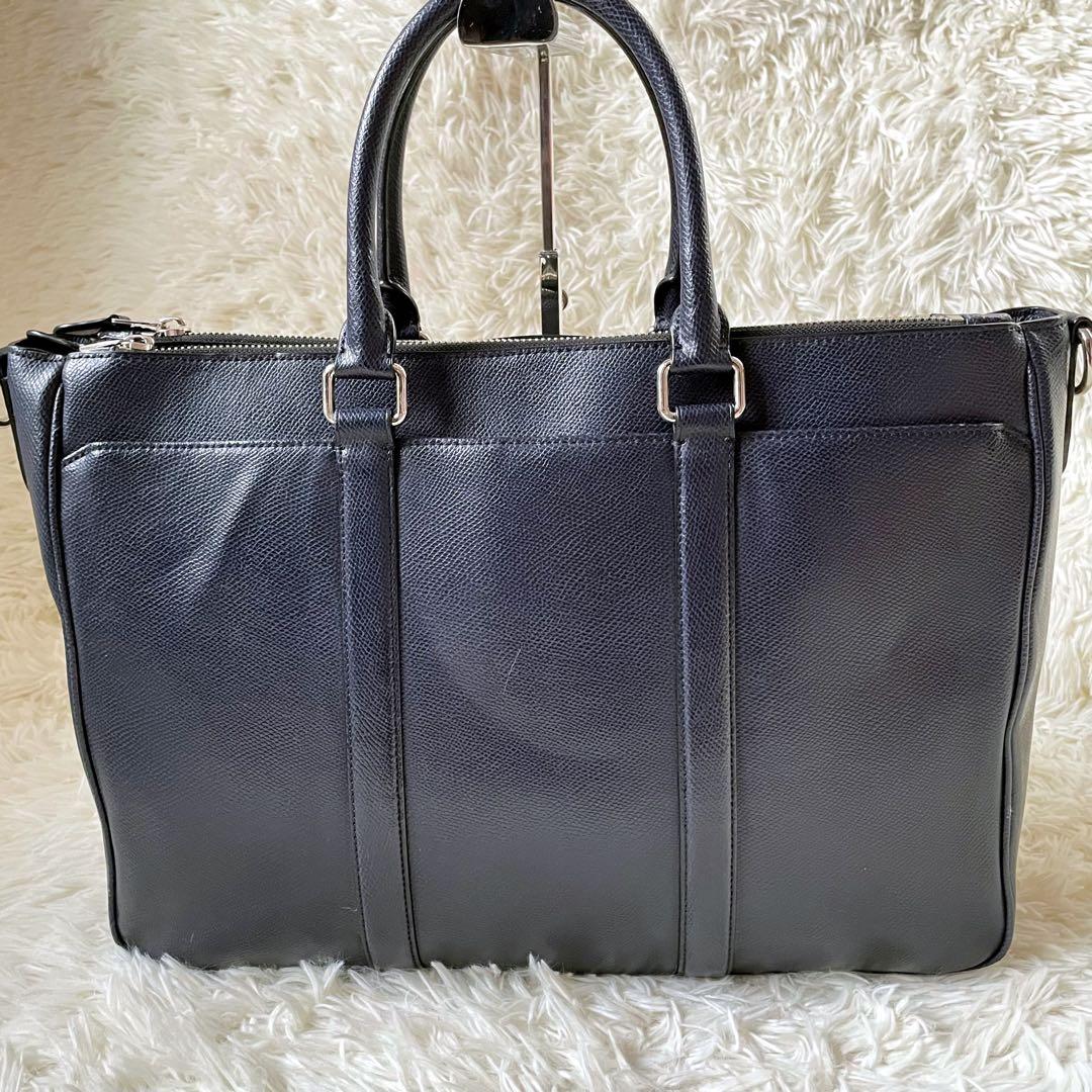 COACHコーチ 2wayレザービジネスバッグネイビー肩掛け可能A4収納可能