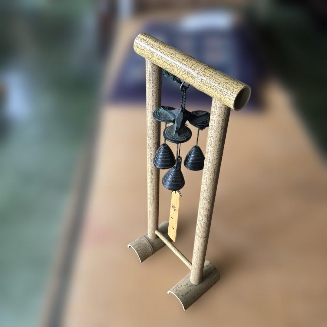 三重奏風鈴　人工竹風鈴スタンド付き