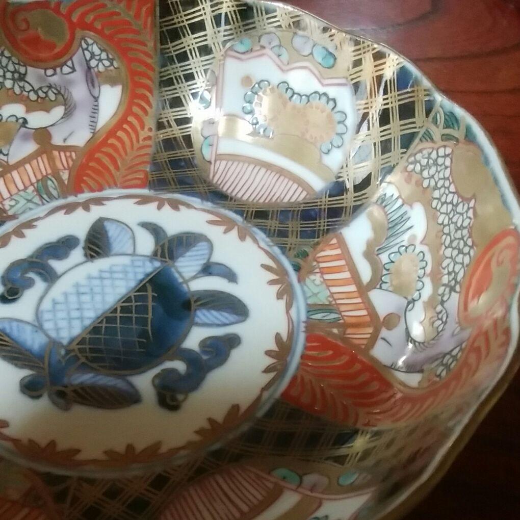 149  明治時代　伊万里焼　色絵金採　膾皿5客