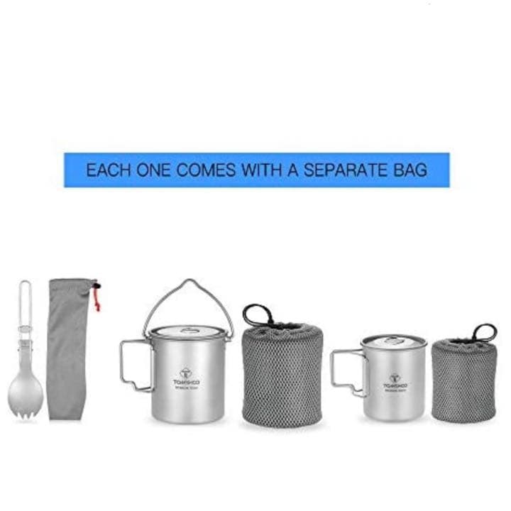 チタンカップ 750mlポット＋450mlマグカップ＋軽量フォーク/スプーン
