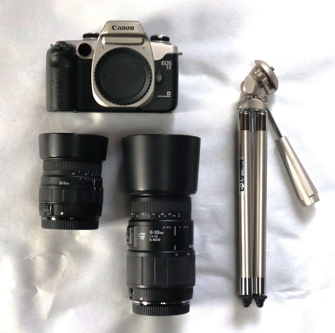 b*r様 Canon EOS 55、ズームレンズ２本、三脚、カメラバック のセッ