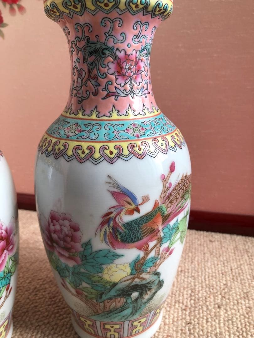 時代　中国　景徳鎮製　花瓶　一対