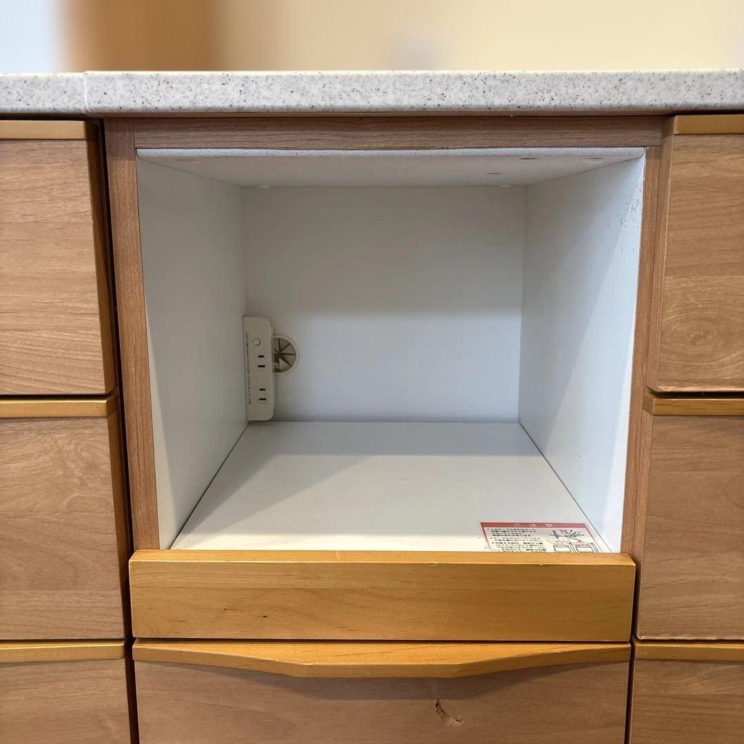 美品！堀田木工カウンター カップボード ナチュラル木目調 食器棚 3段引き出し