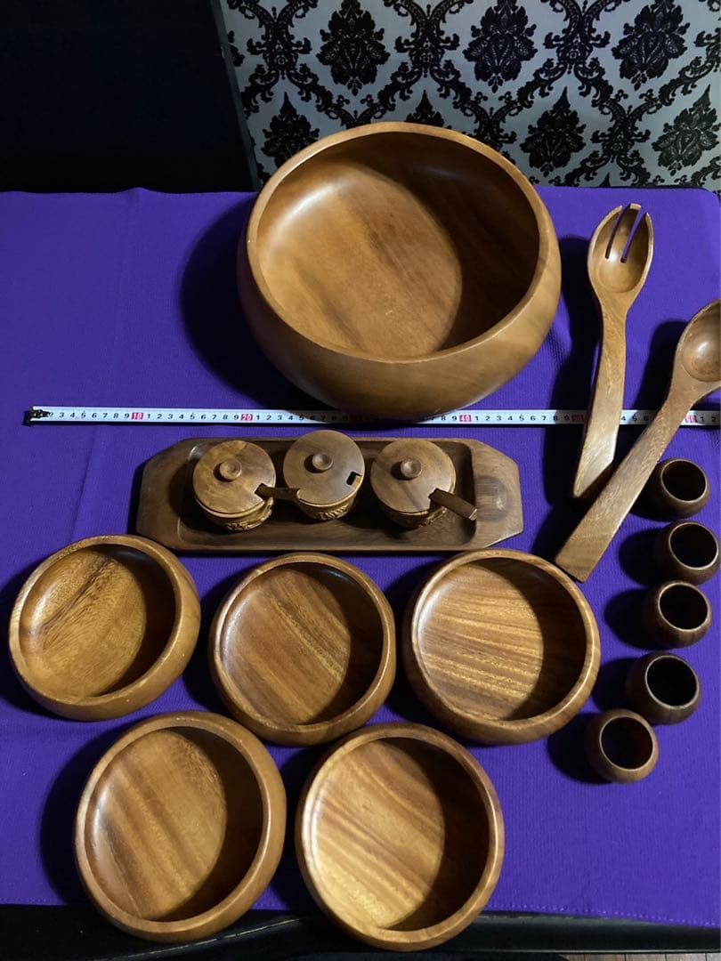 天然木食器♦️ヴィンテージ47点セット♦️BBQに◎ 海外製オーダー♦️補償付　送料込