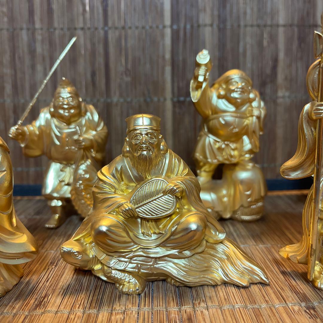 【美品】 七福神 置物 縁起物　御利益幸福　神様　ゴールド　金色