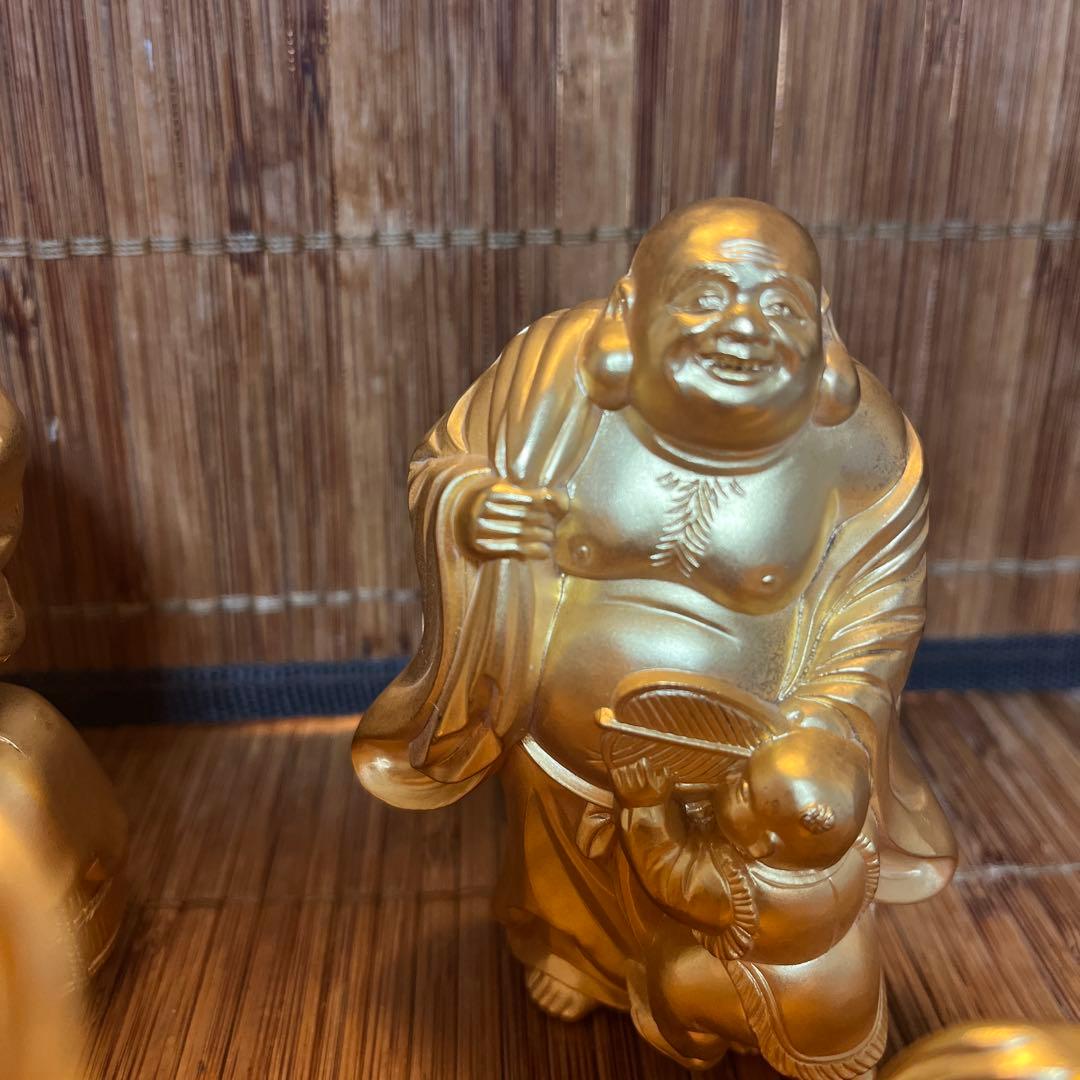 【美品】 七福神 置物 縁起物　御利益幸福　神様　ゴールド　金色