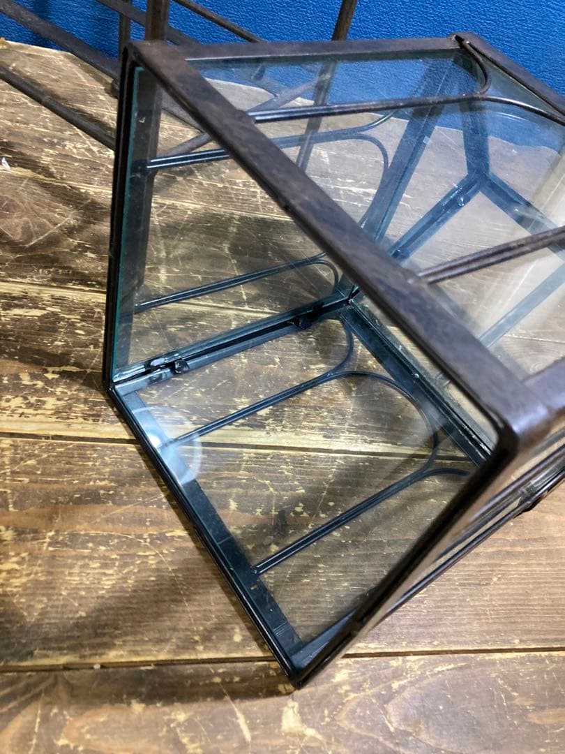 ガラス　ガーデン雑貨　ディスプレイ　花台　フラワースタンド　アイアンスタンド