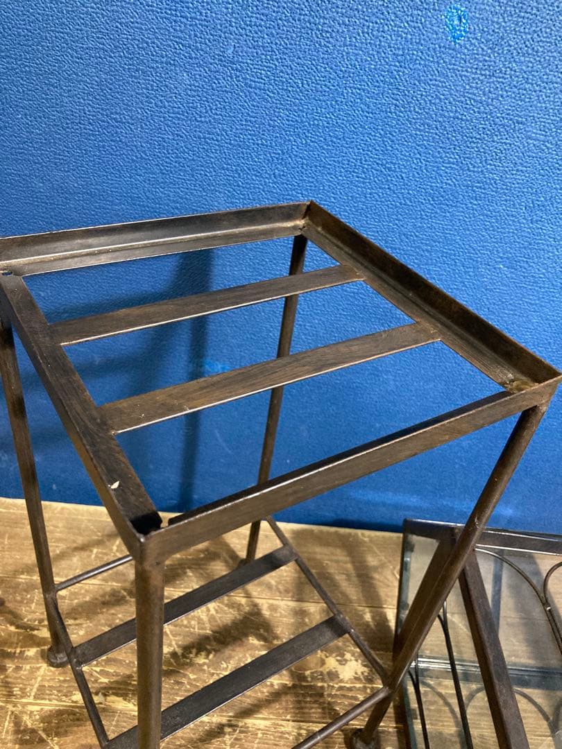 ガラス　ガーデン雑貨　ディスプレイ　花台　フラワースタンド　アイアンスタンド