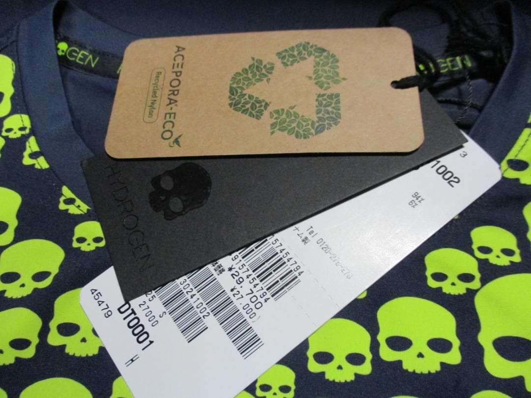 【ハイドロゲン・テニス】マルチアイコン・テックＴシャツ★S★ネイビー×イエロー