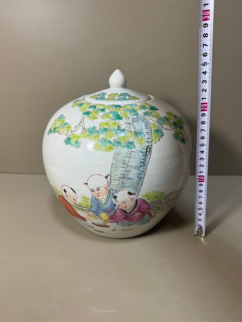 2216 骨董　唐子絵　壺　時代物