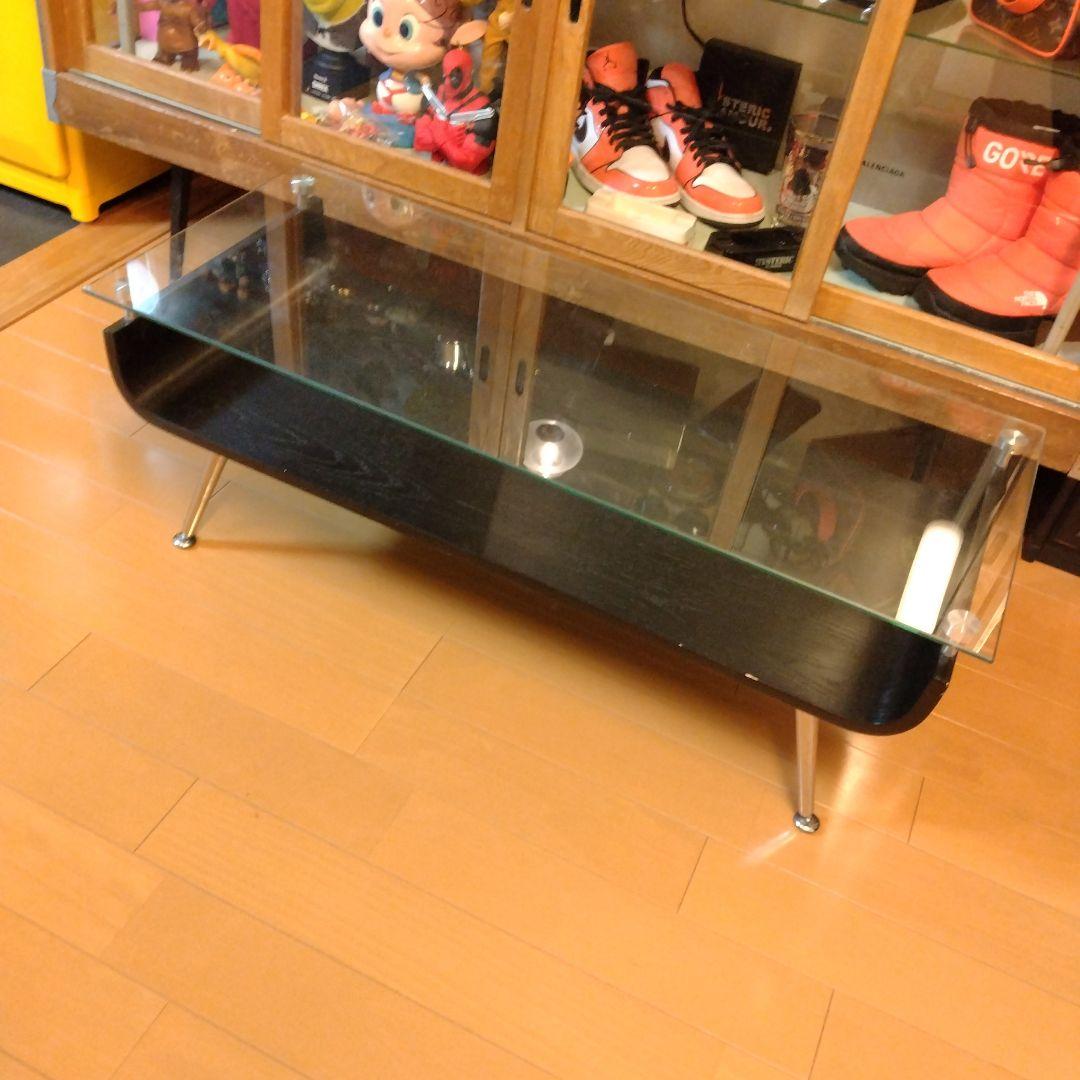 ミッドセンチュリー スペースエイジ プライウッド センターテーブル ガラス