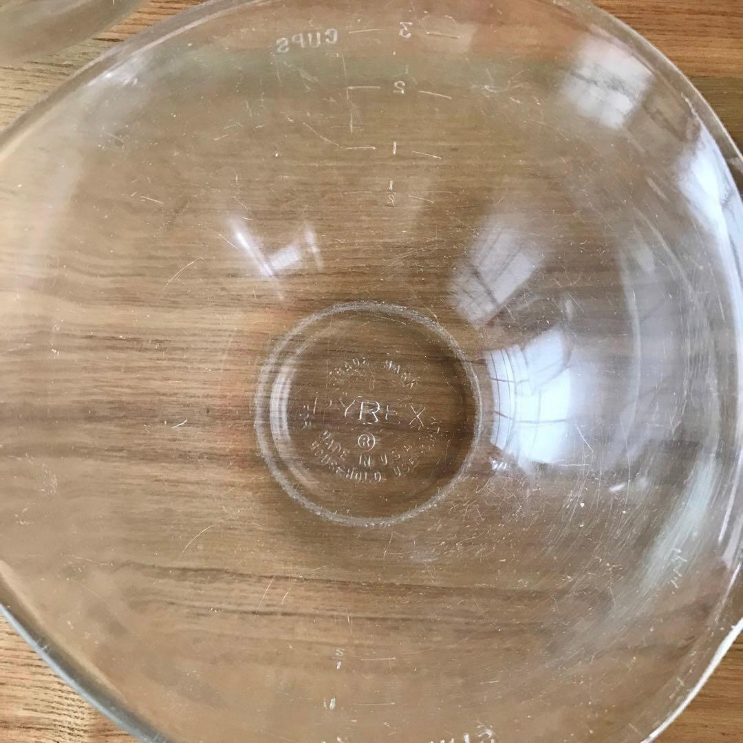 オールドパイレックス　ガラス製ボール ティアドロップ 3点セット