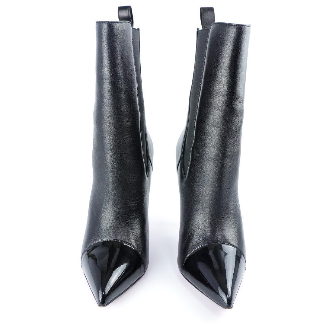 24.5cm ルブタン黒レザーポインテッドトゥブーティ バレンタインデー最適