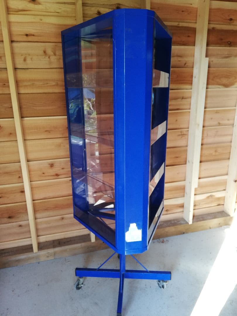 店舗什器　回転ディスプレイケース ブルー　アンティーク