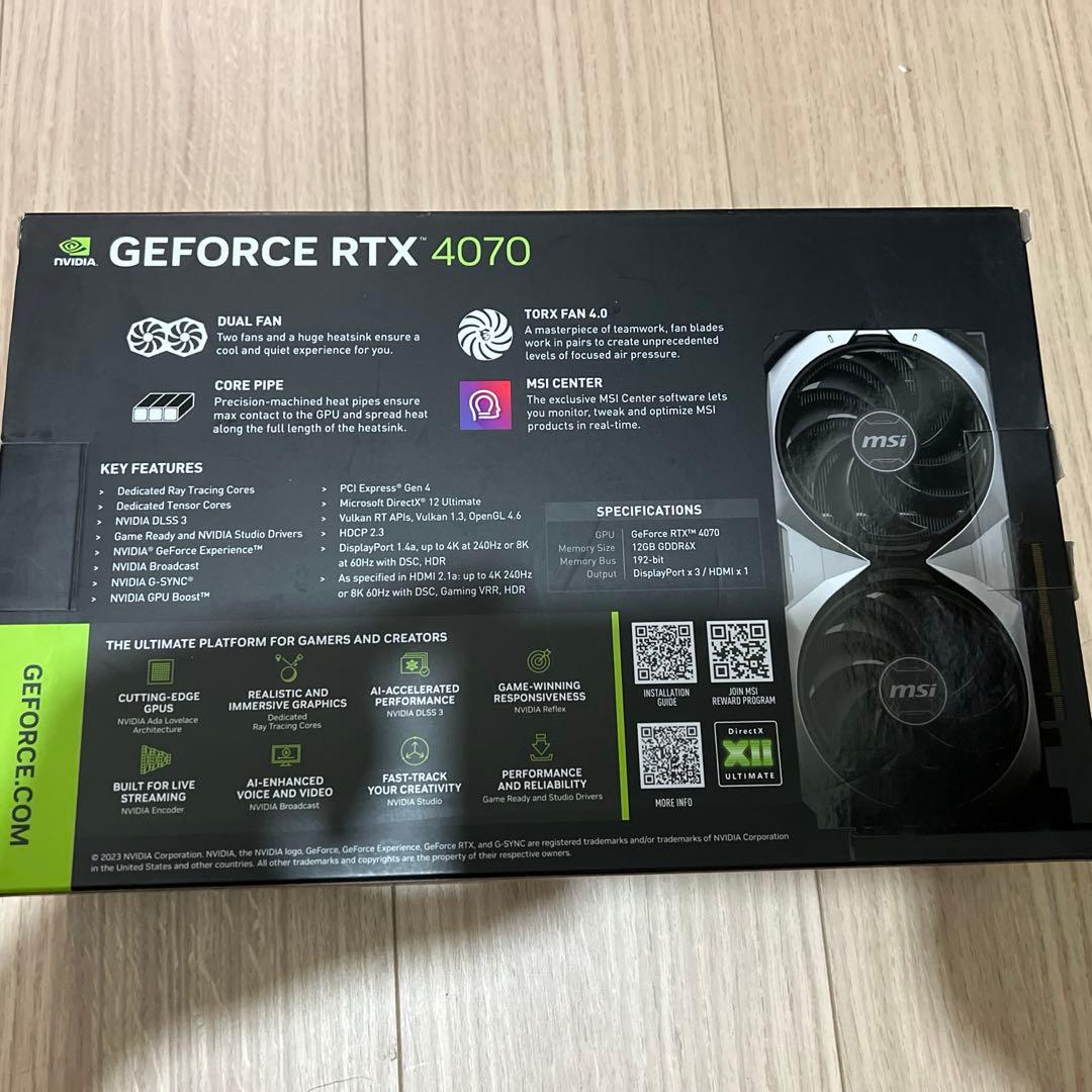 MSI GEFORCE RTX4070 12G グラフィックボード
