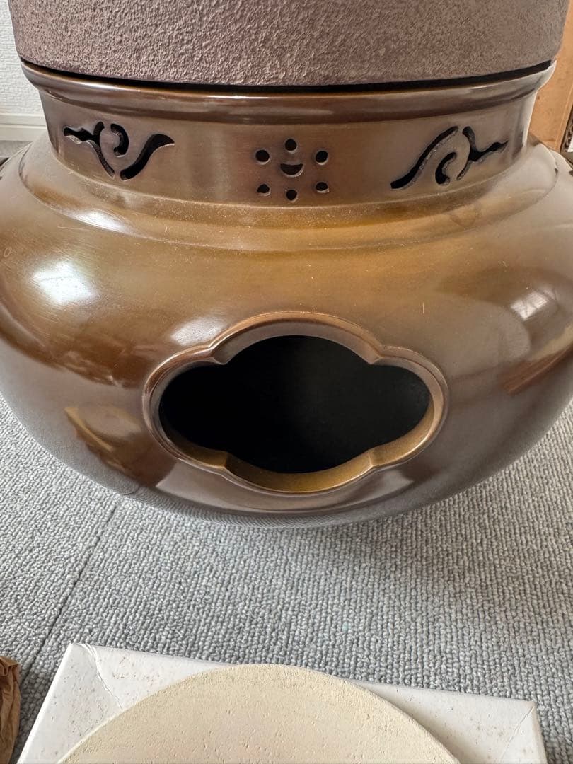 横倉嘉山作 風炉釜セット（風炉は元セット・釜は同作者の別品）