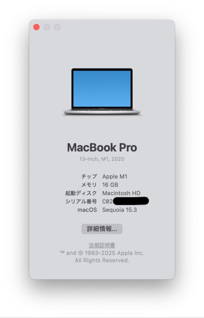 MacBook本体 MacBook Pro 2020 M1 13inch 16GB 512GB
