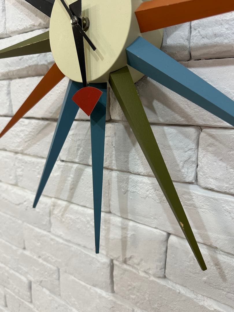 ①⭐️【全国送料無料】ビンテージ　ミッドセンチュリー　サンバースト クロック　時計