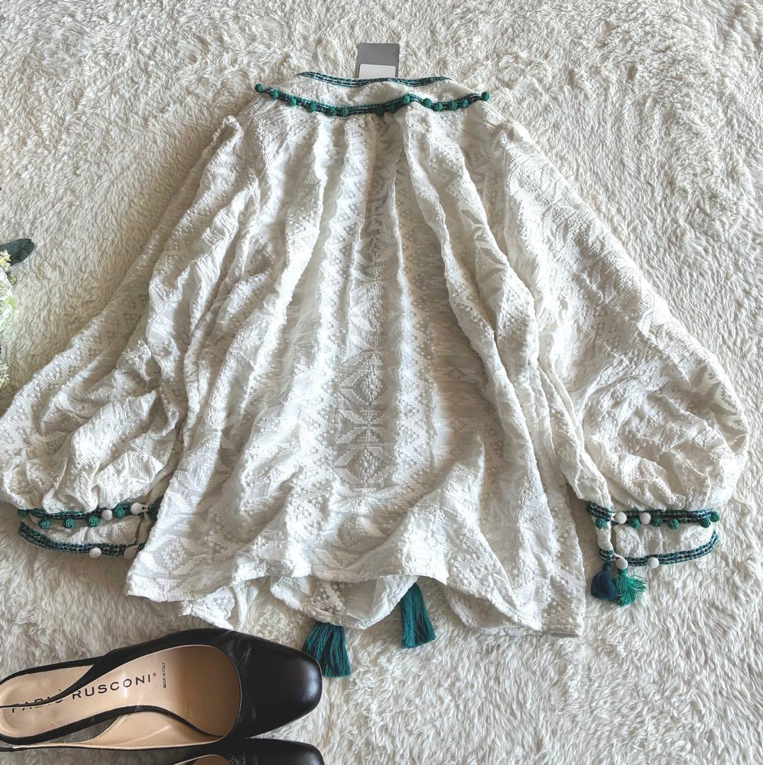 IENA新品インポート極上刺繍ブラウス 定価6.4万 タッセルエンブロイダリー