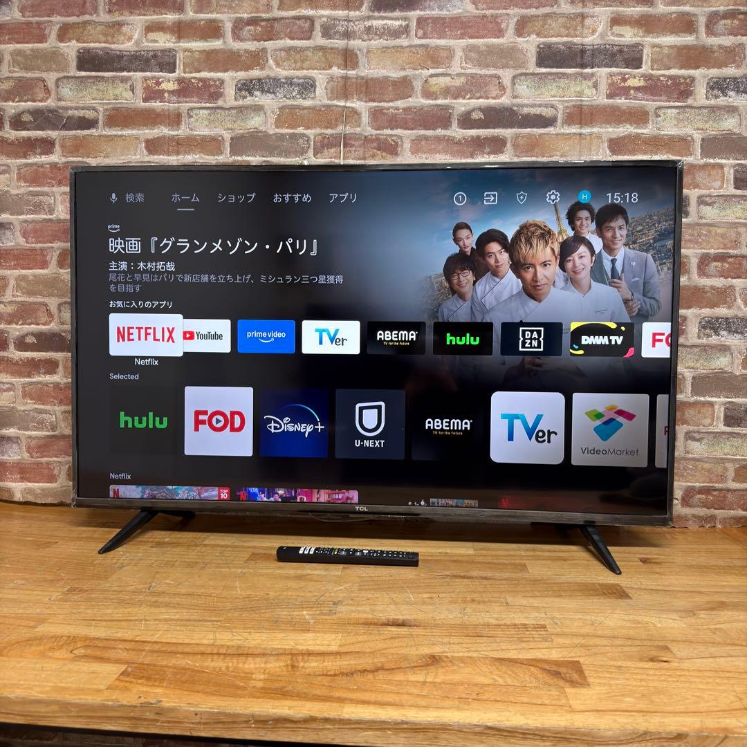 TCL 50V型4K 液晶テレビ スマートテレビ 50P615 動画配信アプリ○