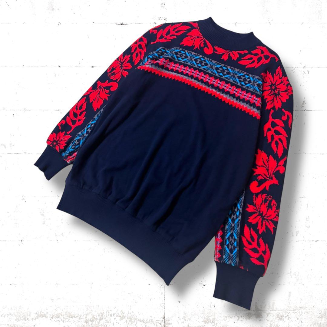 sacai 24SS 総柄　クルーネック　セーター　ニット　24-03297M