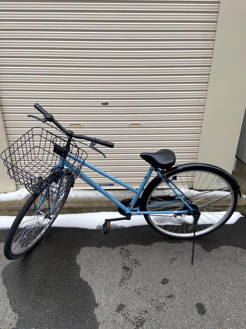ブルーグレー シティサイクル 27インチ 前バスケット付き